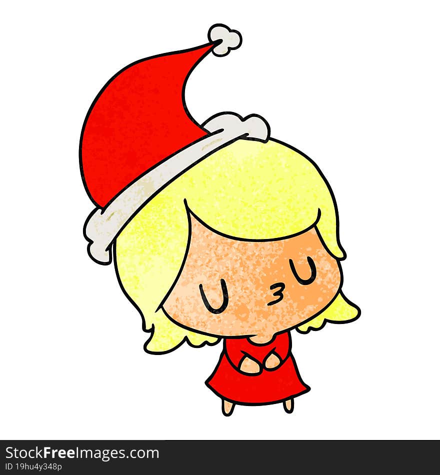 Christmas Textured Cartoon Of Kawaii Girl