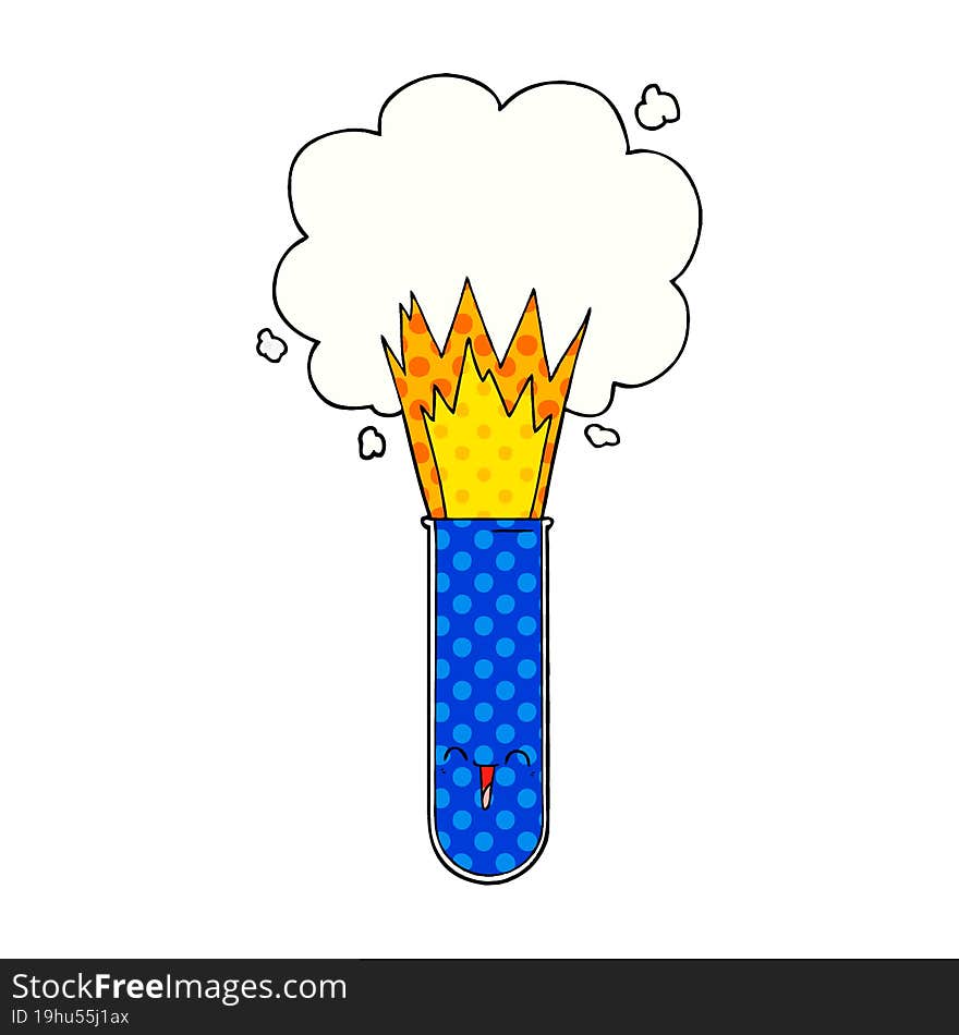 cartoon exploding chemicals in test tube. cartoon exploding chemicals in test tube