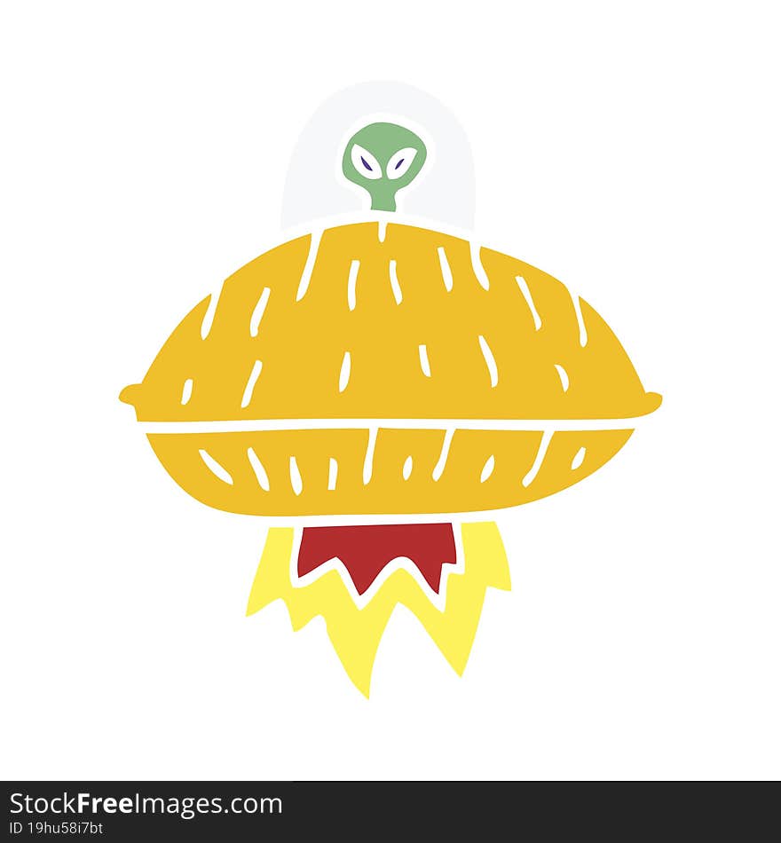 cartoon doodle alien spaceship