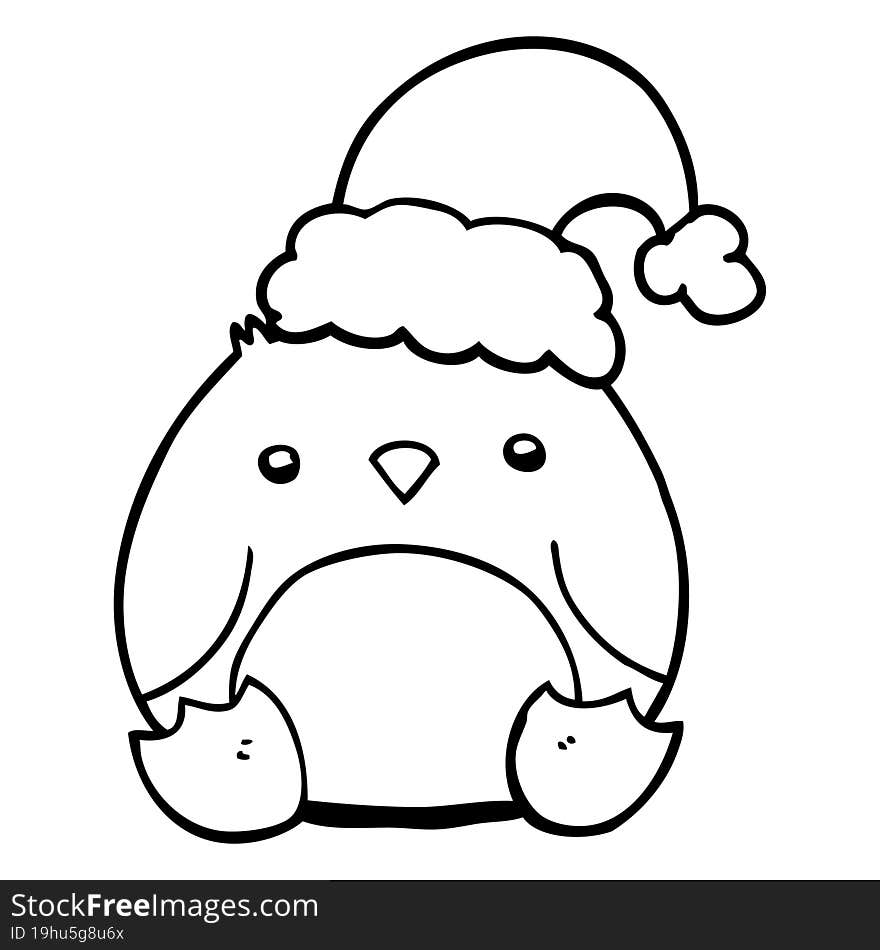 cute cartoon penguin wearing christmas hat