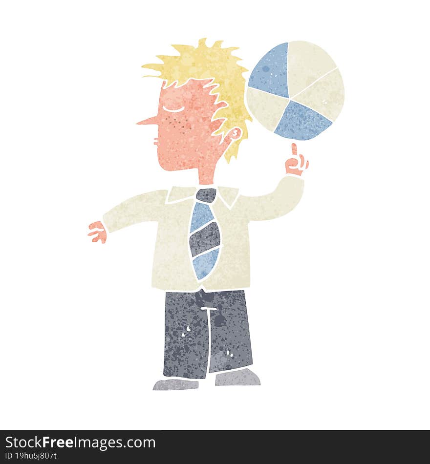 cartoon school boy with ball