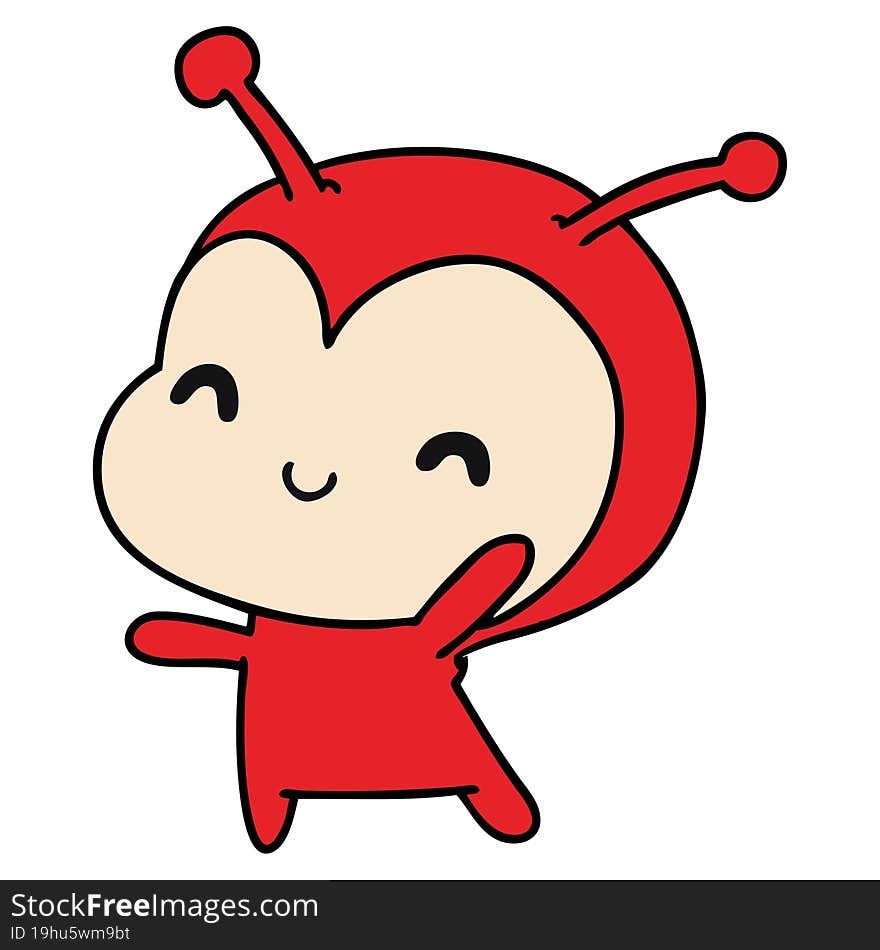 Cartoon Kawaii Of A Cute Lady Bug