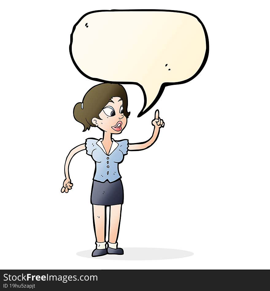 cartoon woman with great idea with speech bubble