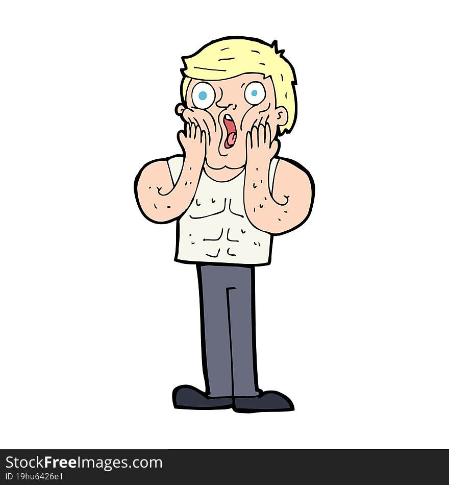 cartoon shocked gym man