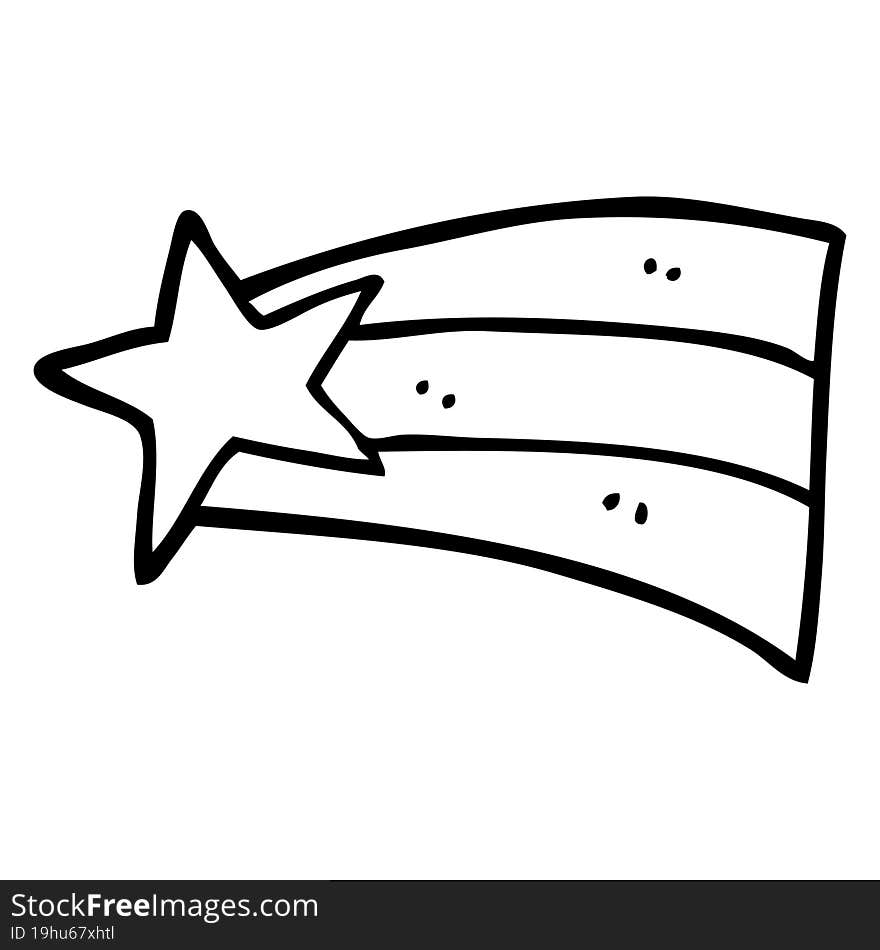 black and white cartoon shooting star