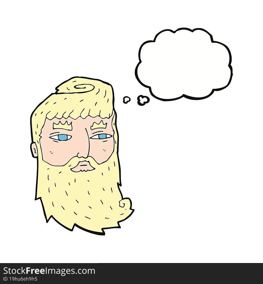 cartoon bearded man with thought bubble