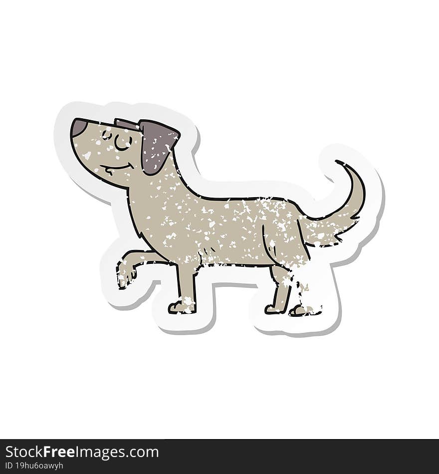 Retro Distressed Sticker Of A Cartoon Dog