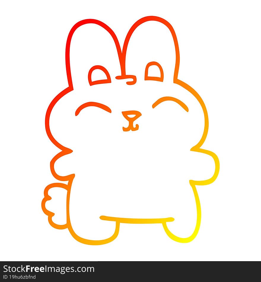 warm gradient line drawing cartoon grey rabbit