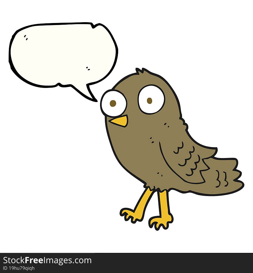 freehand drawn speech bubble cartoon bird