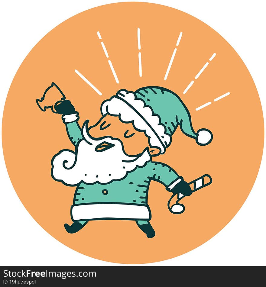 icon of tattoo style santa claus christmas character celebrating