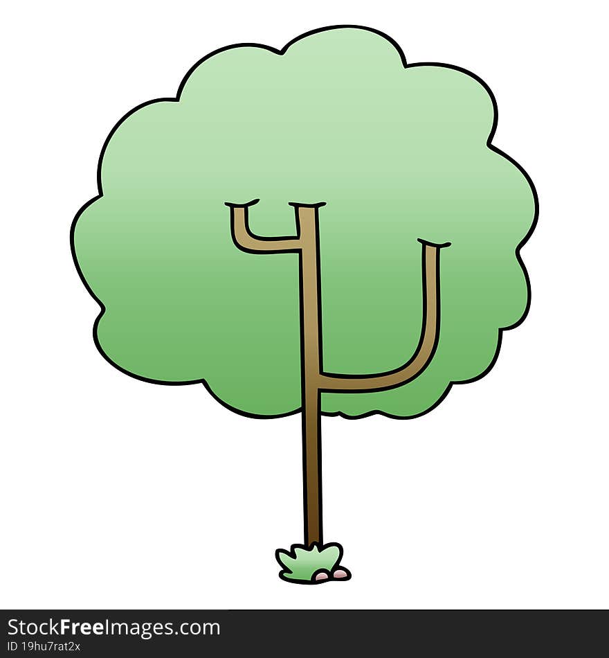 Quirky Gradient Shaded Cartoon Tree