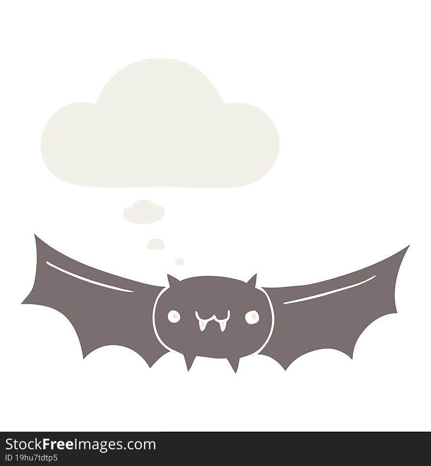 cartoon vampire bat and thought bubble in retro style