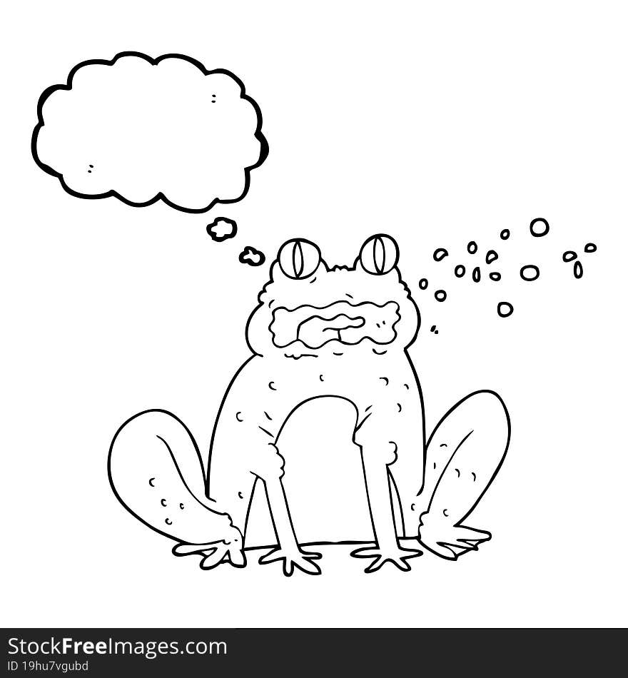 thought bubble cartoon burping frog