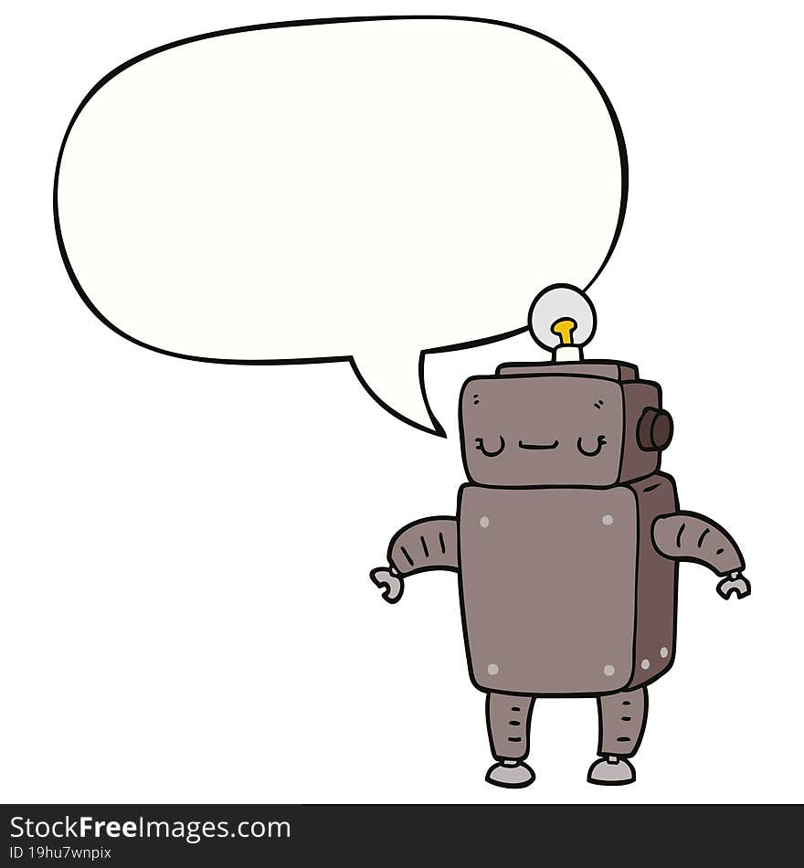 Cartoon Robot And Speech Bubble