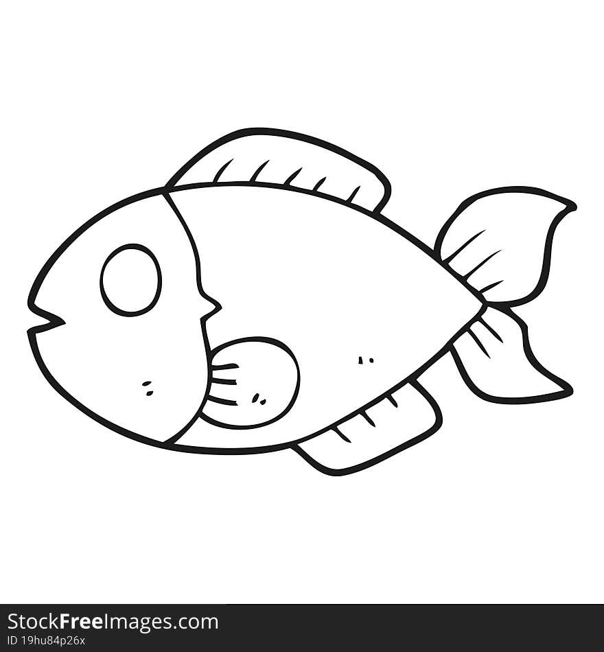 black and white cartoon fish