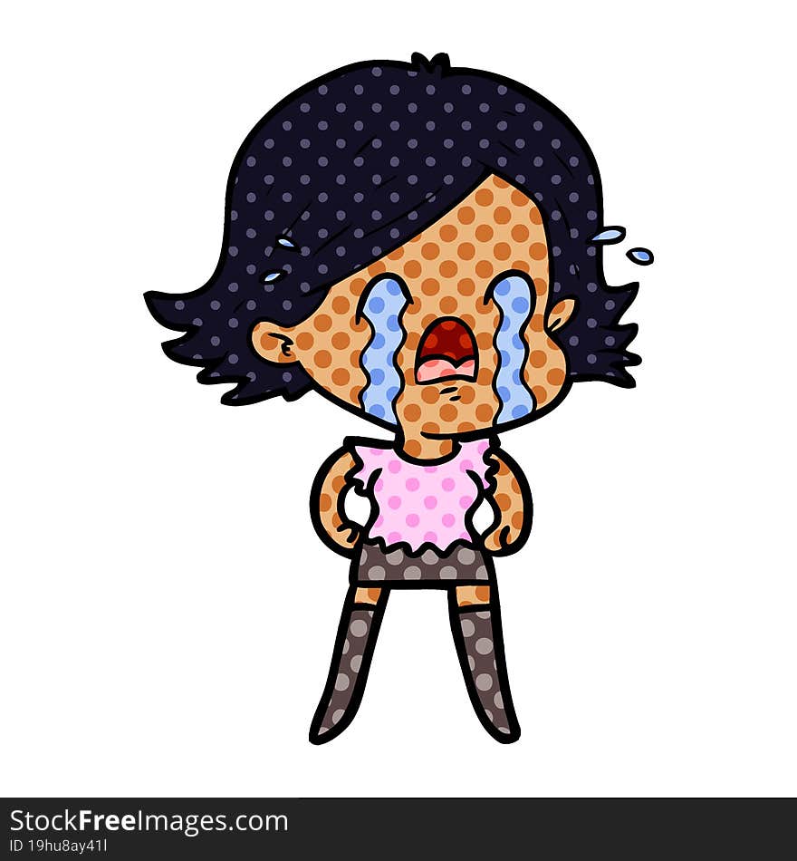 cartoon woman crying. cartoon woman crying