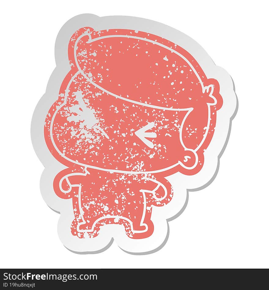 distressed old cartoon sticker of a kawaii cute cross baby