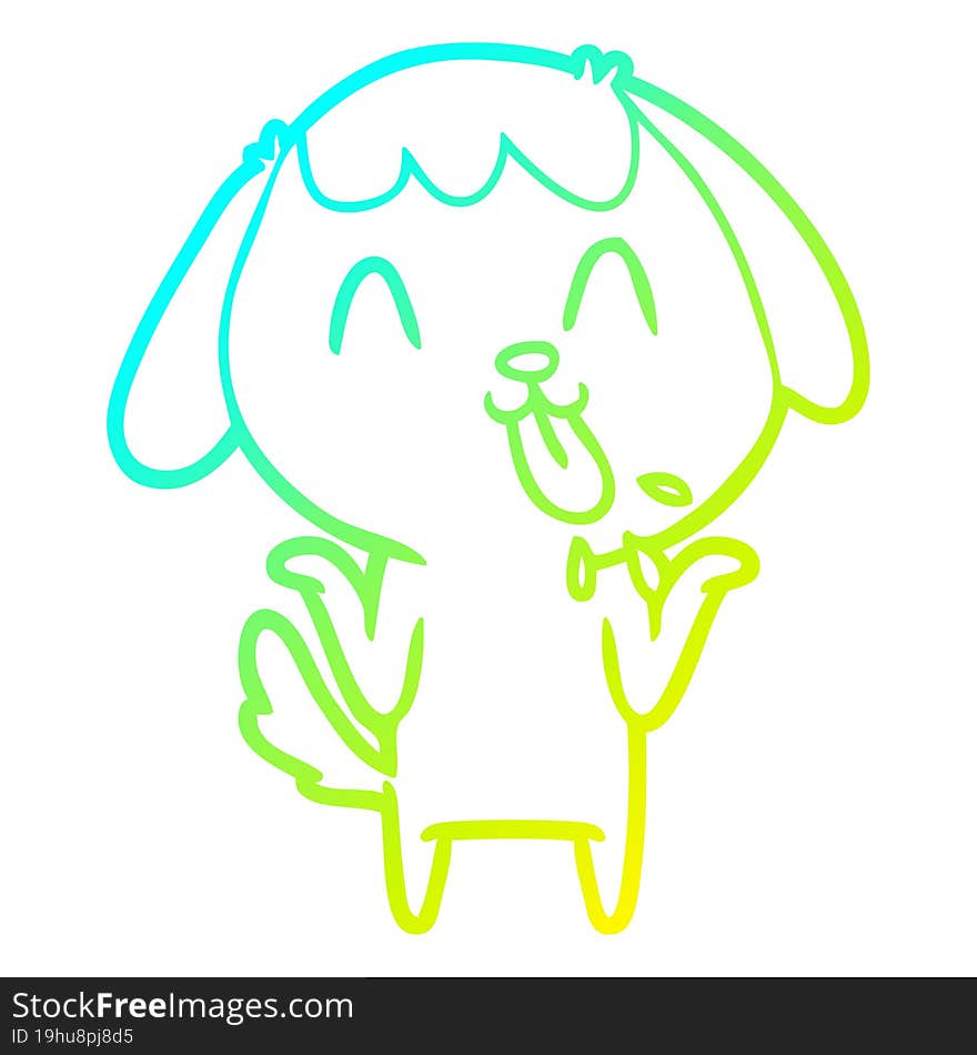 cold gradient line drawing of a cute cartoon dog