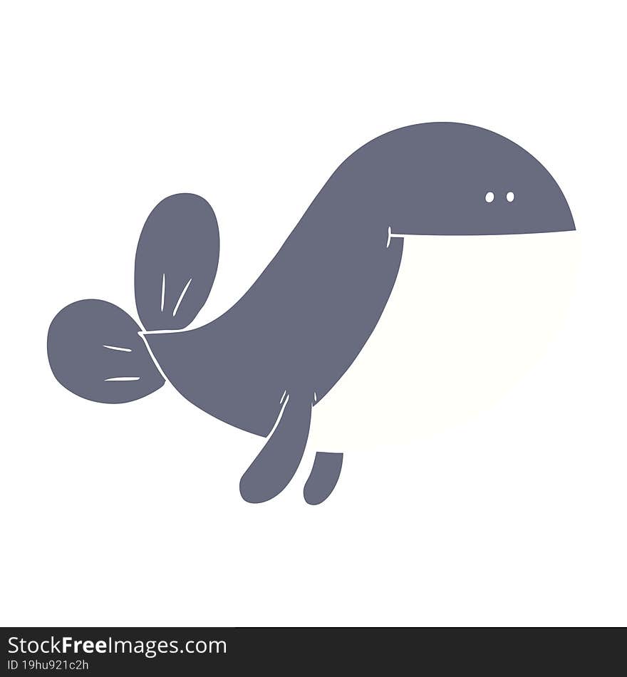 Flat Color Style Cartoon Whale