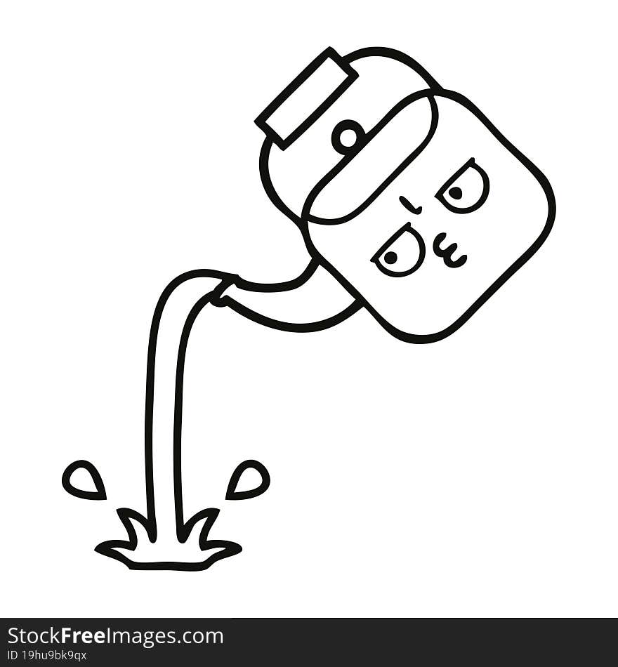 Line Drawing Cartoon Pouring Kettle