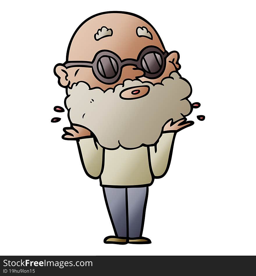 cartoon curious man with beard and sunglasses. cartoon curious man with beard and sunglasses