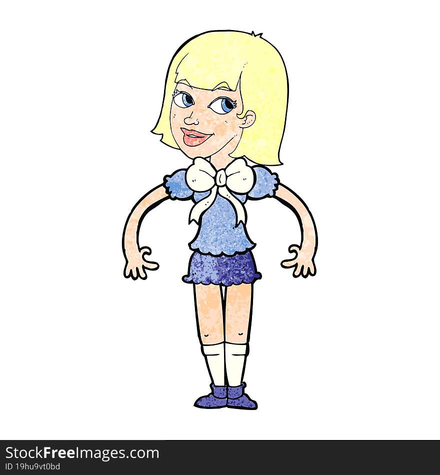 cartoon woman wearing a big bow tie