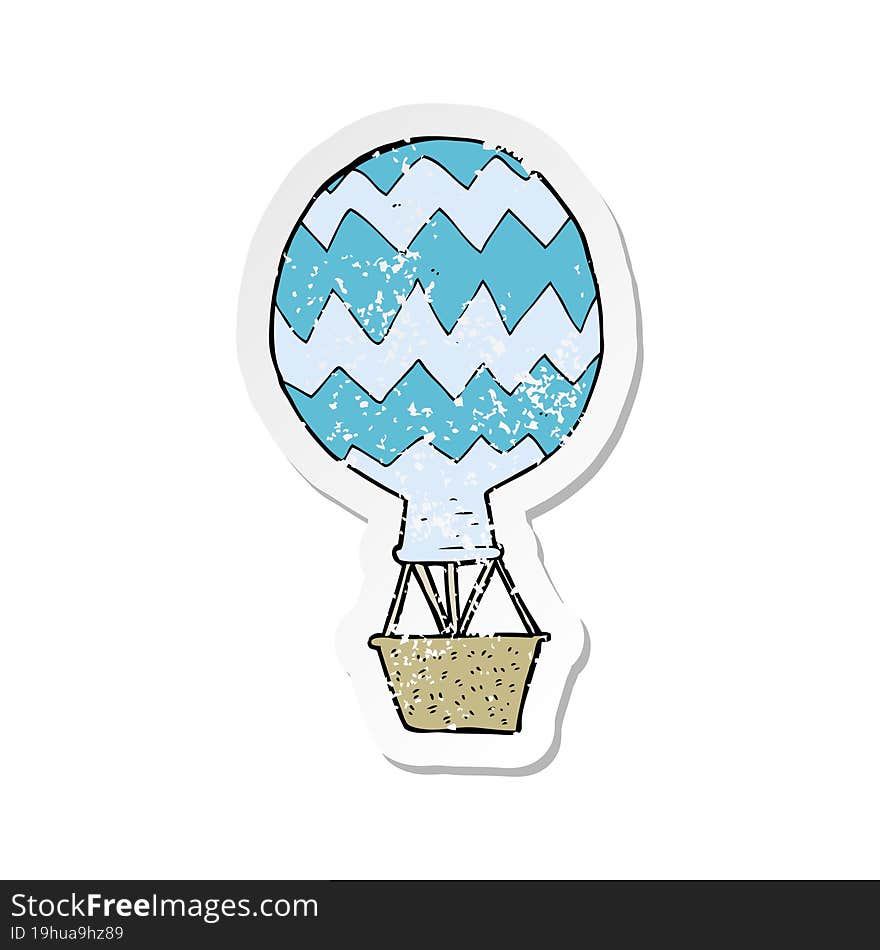 Retro Distressed Sticker Of A Cartoon Hot Air Balloon