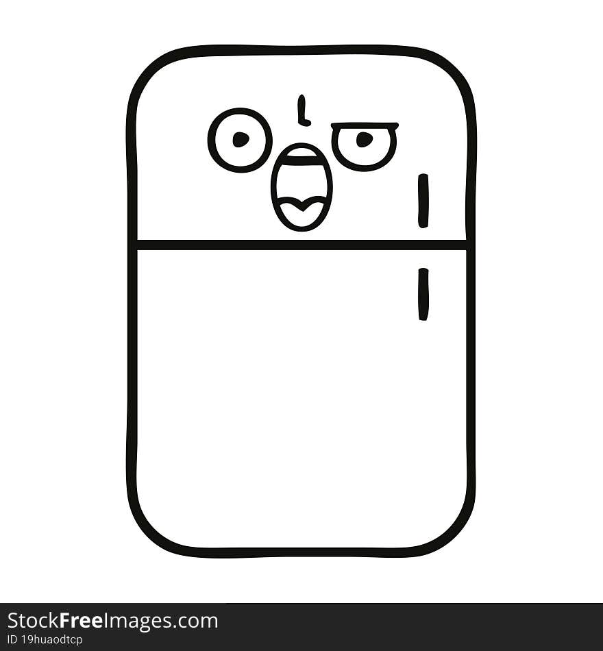 Line Drawing Cartoon Fridge Freezer