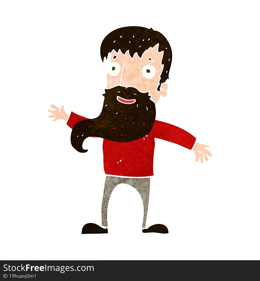 cartoon man with beard waving