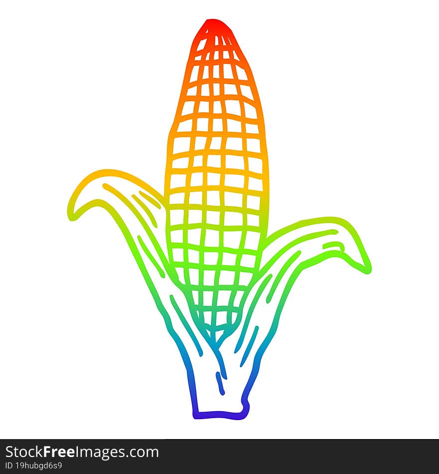 rainbow gradient line drawing cartoon healthy corn