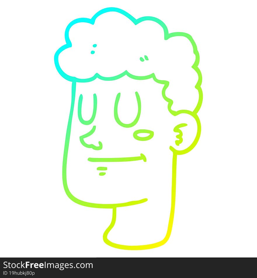 cold gradient line drawing of a cartoon male face