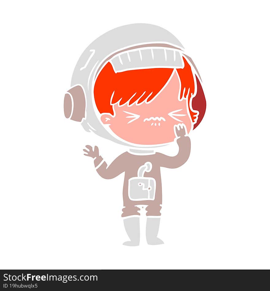 angry flat color style cartoon space girl