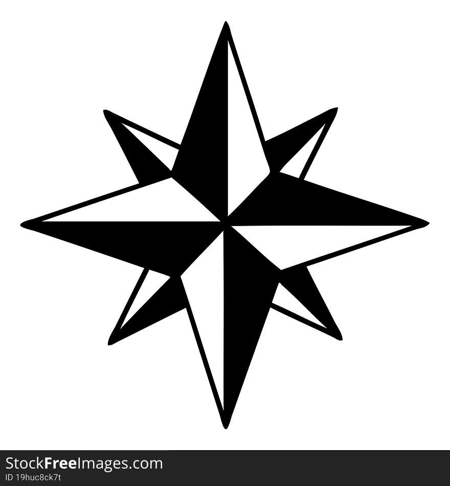 tattoo in black line style of a star. tattoo in black line style of a star