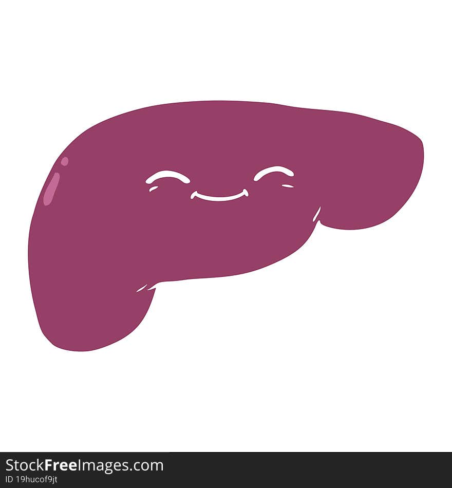 flat color style cartoon liver