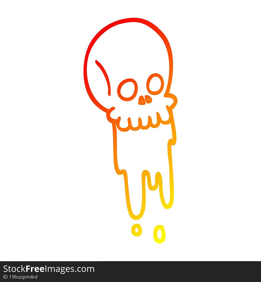 Warm Gradient Line Drawing Cartoon Blood Dripping Skull