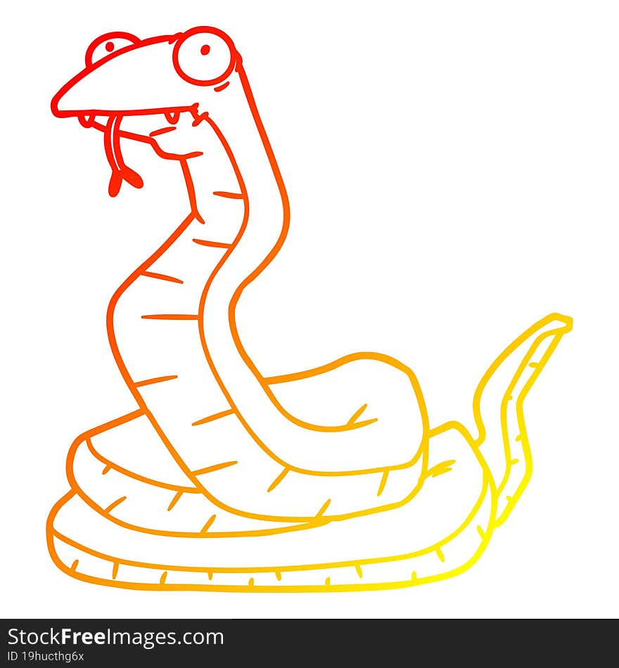 Warm Gradient Line Drawing Cartoon Snake