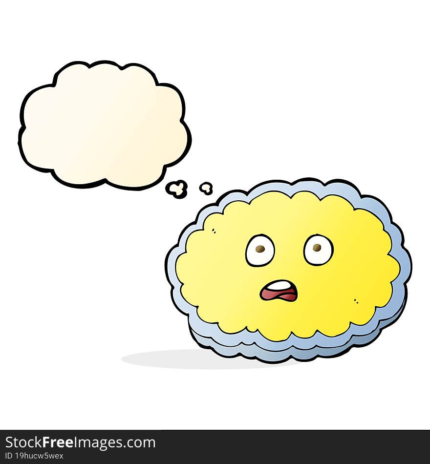 Shocked Cartoon Cloud Face With Thought Bubble