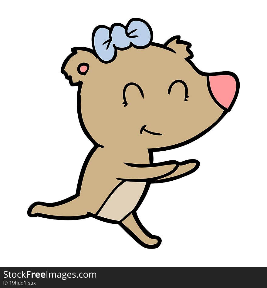 running female bear cartoon. running female bear cartoon