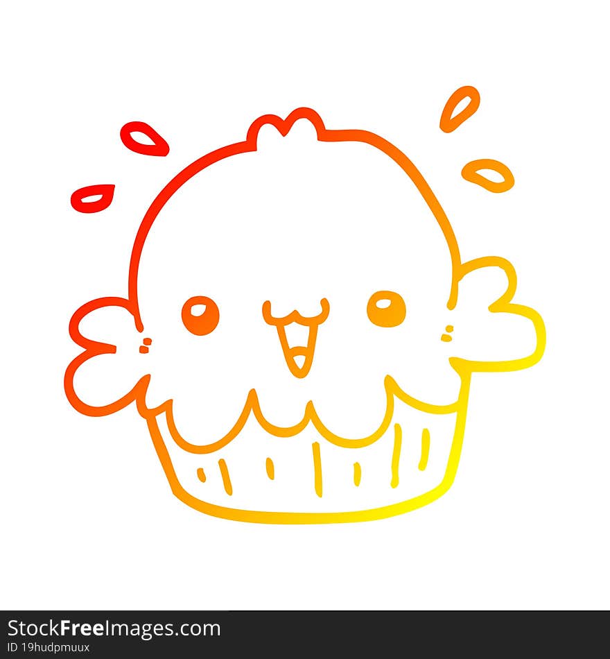 Warm Gradient Line Drawing Cute Cartoon Pie