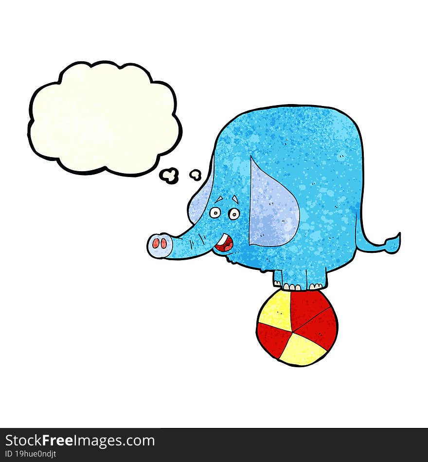 cartoon circus elephant with thought bubble