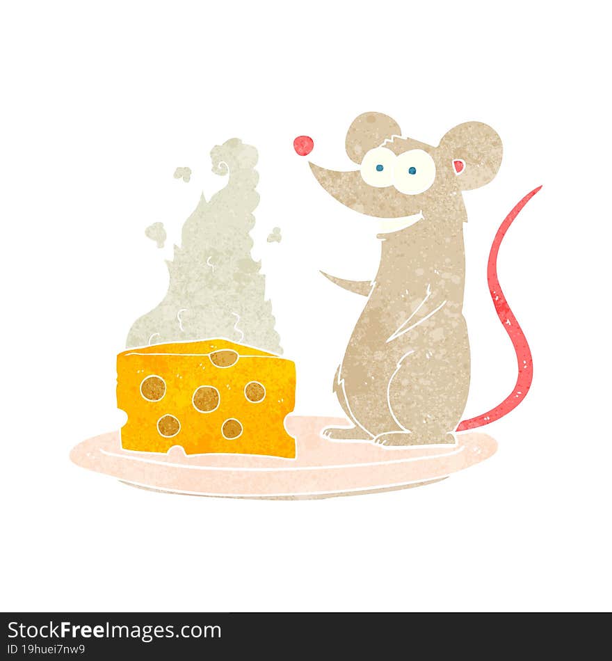 retro cartoon mouse with cheese