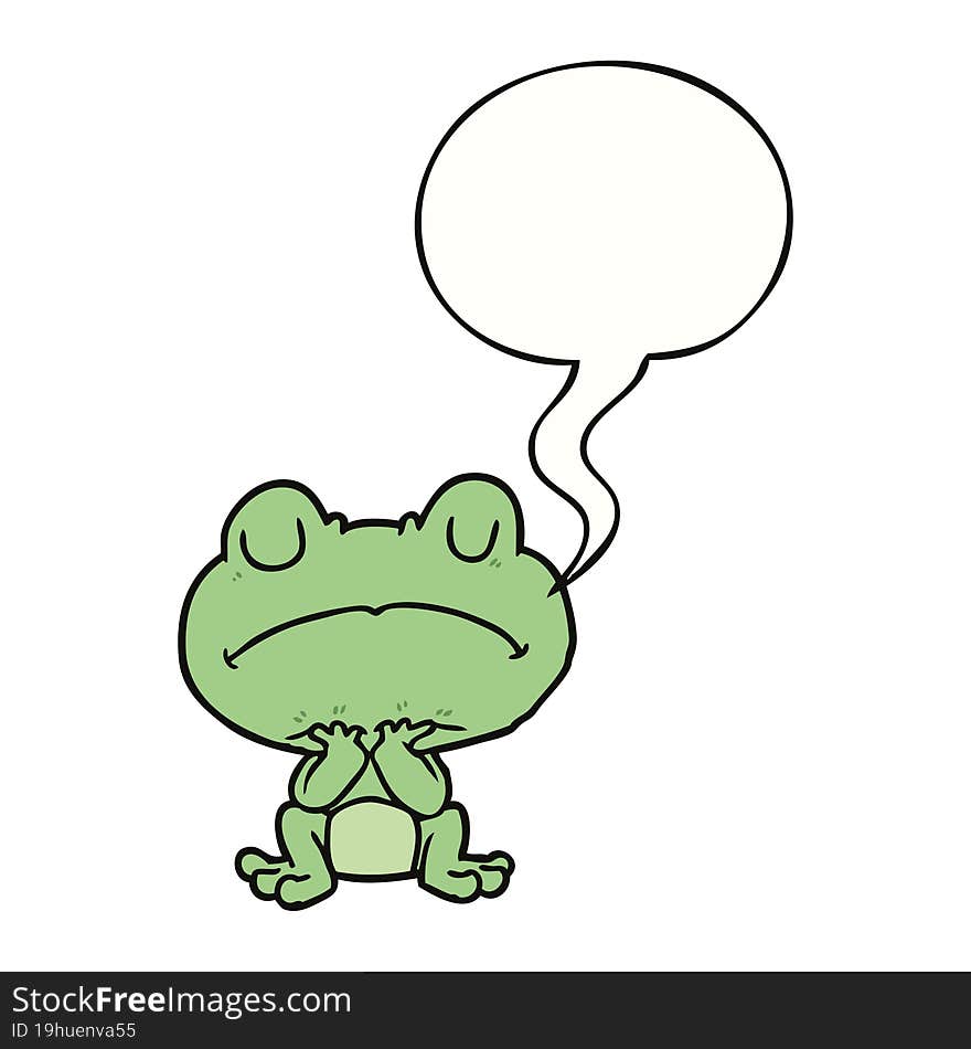 cartoon frog waiting patiently and speech bubble