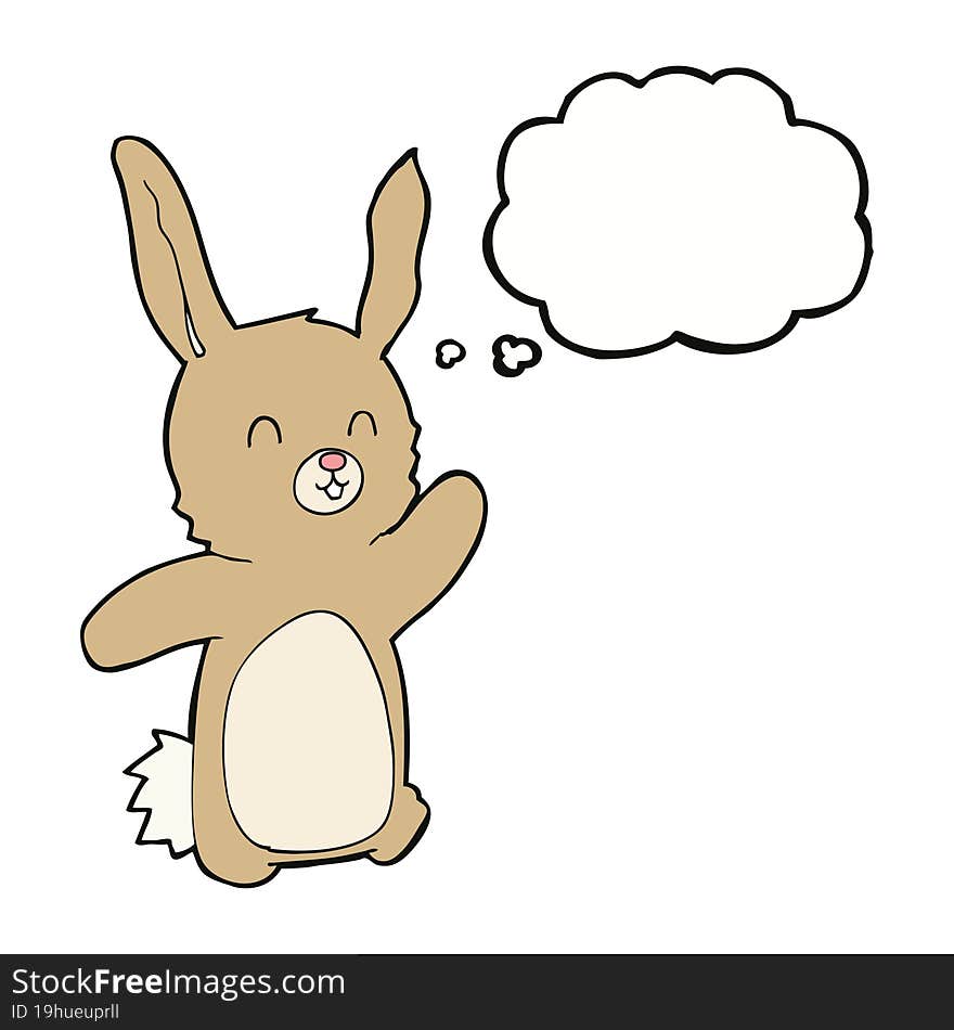 Cartoon Happy Rabbit With Thought Bubble