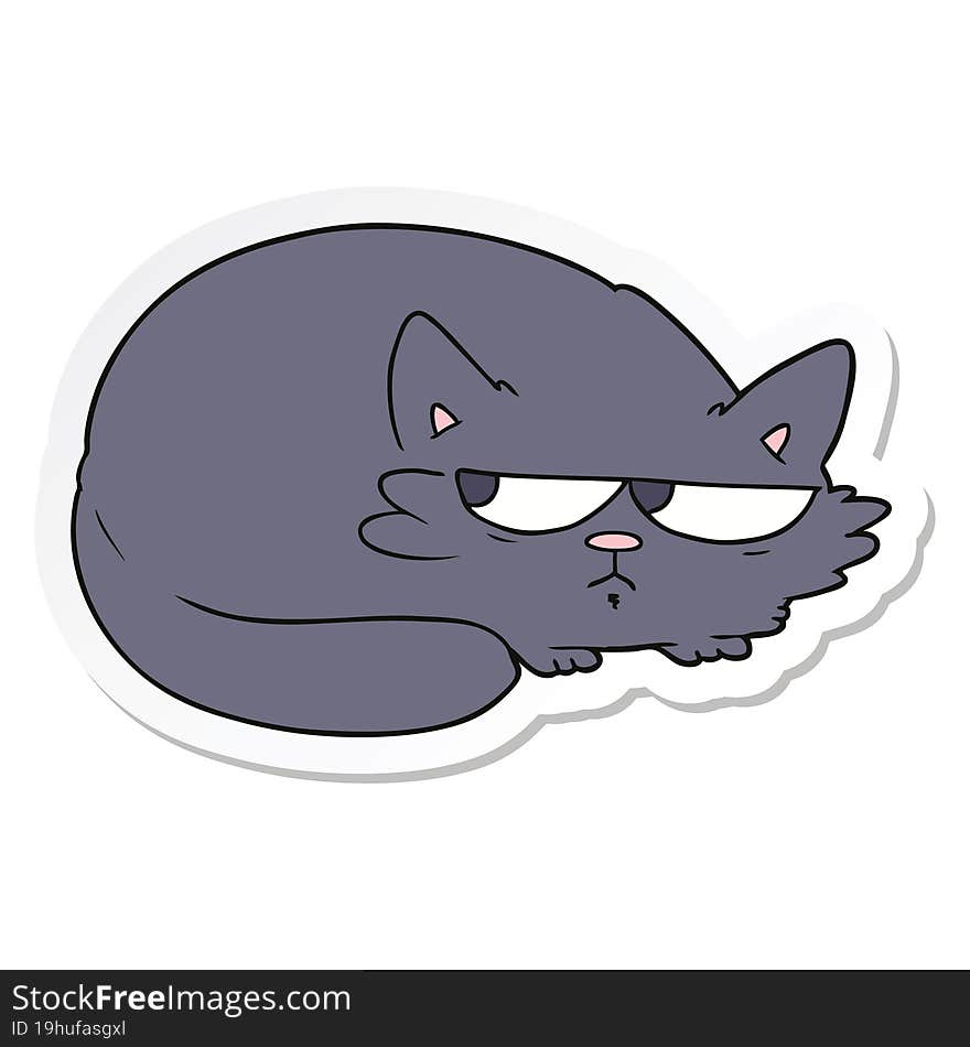 Sticker Of A Cartoon Suspicious Cat