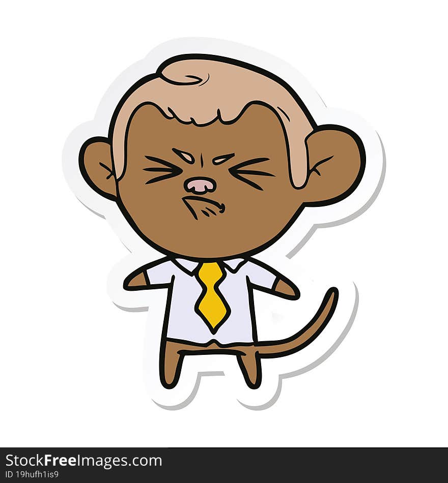 sticker of a cartoon annoyed monkey