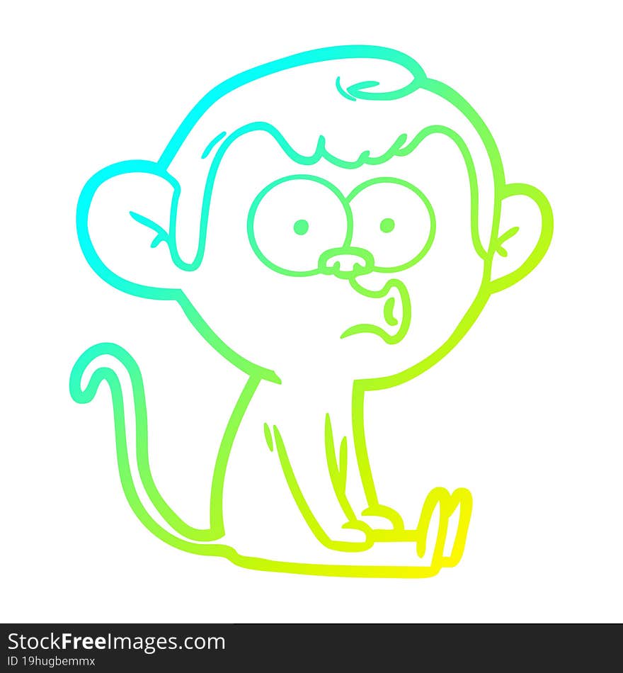 cold gradient line drawing cartoon hooting monkey