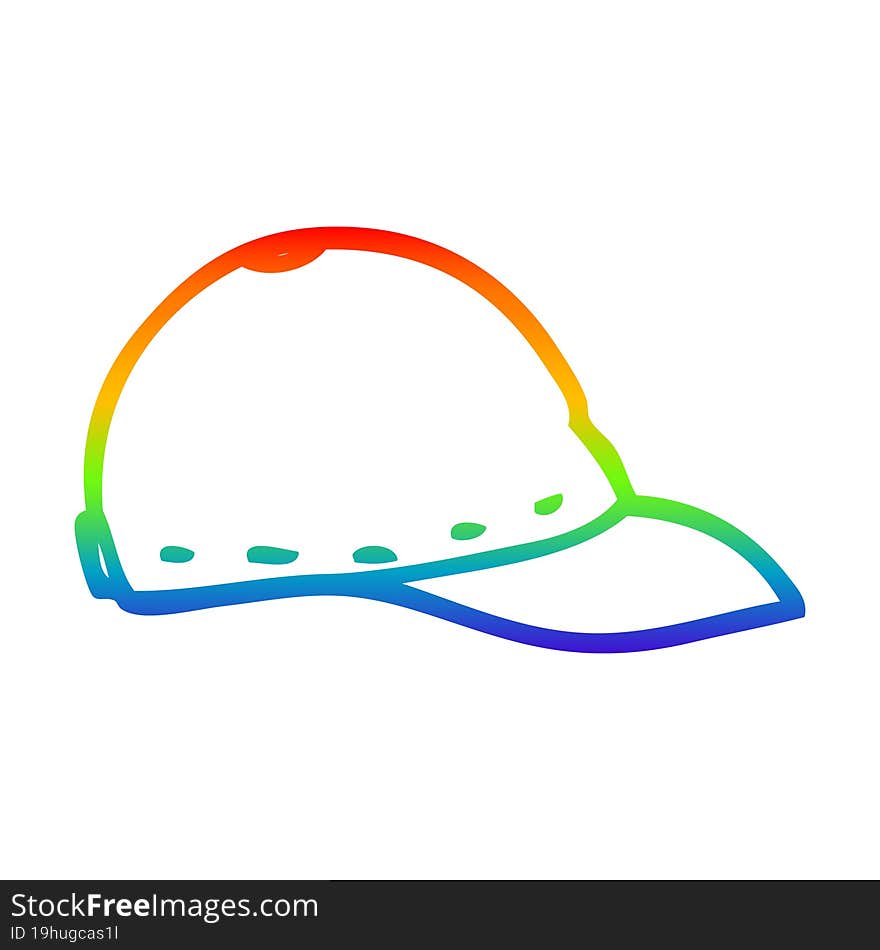 rainbow gradient line drawing cartoon baseball cap