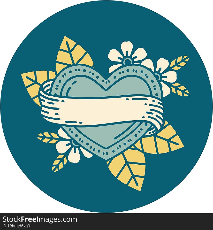 Tattoo Style Icon Of A Heart And Banner