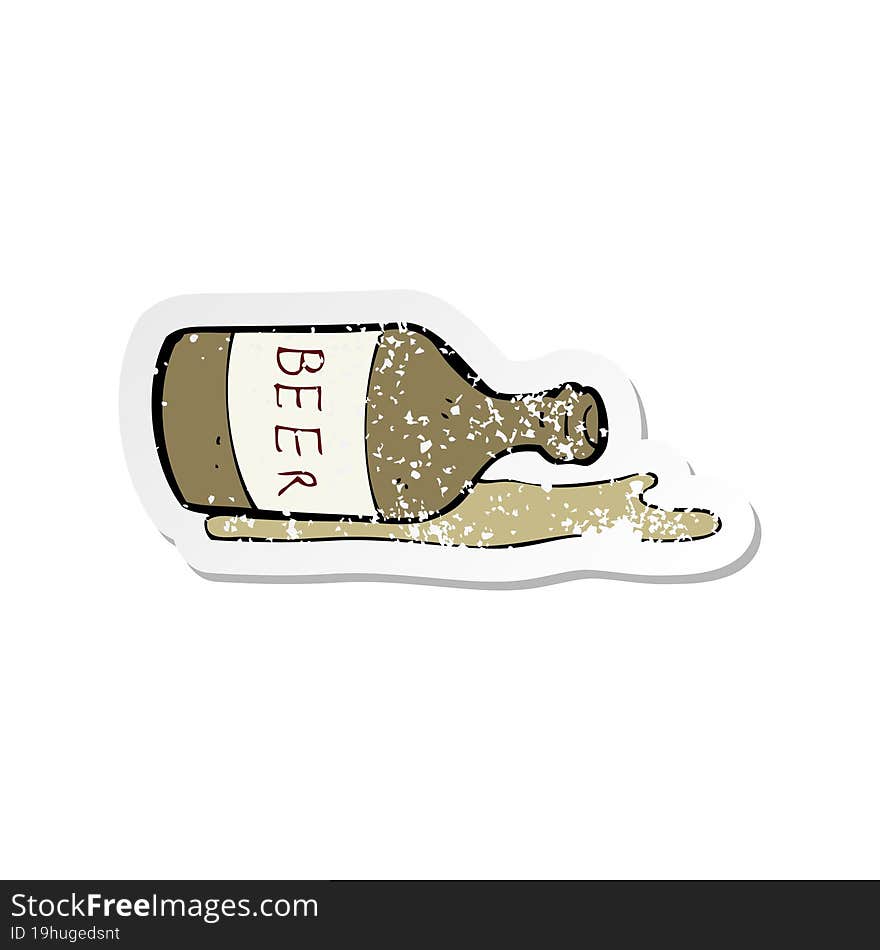 retro distressed sticker of a cartoon spilled beer