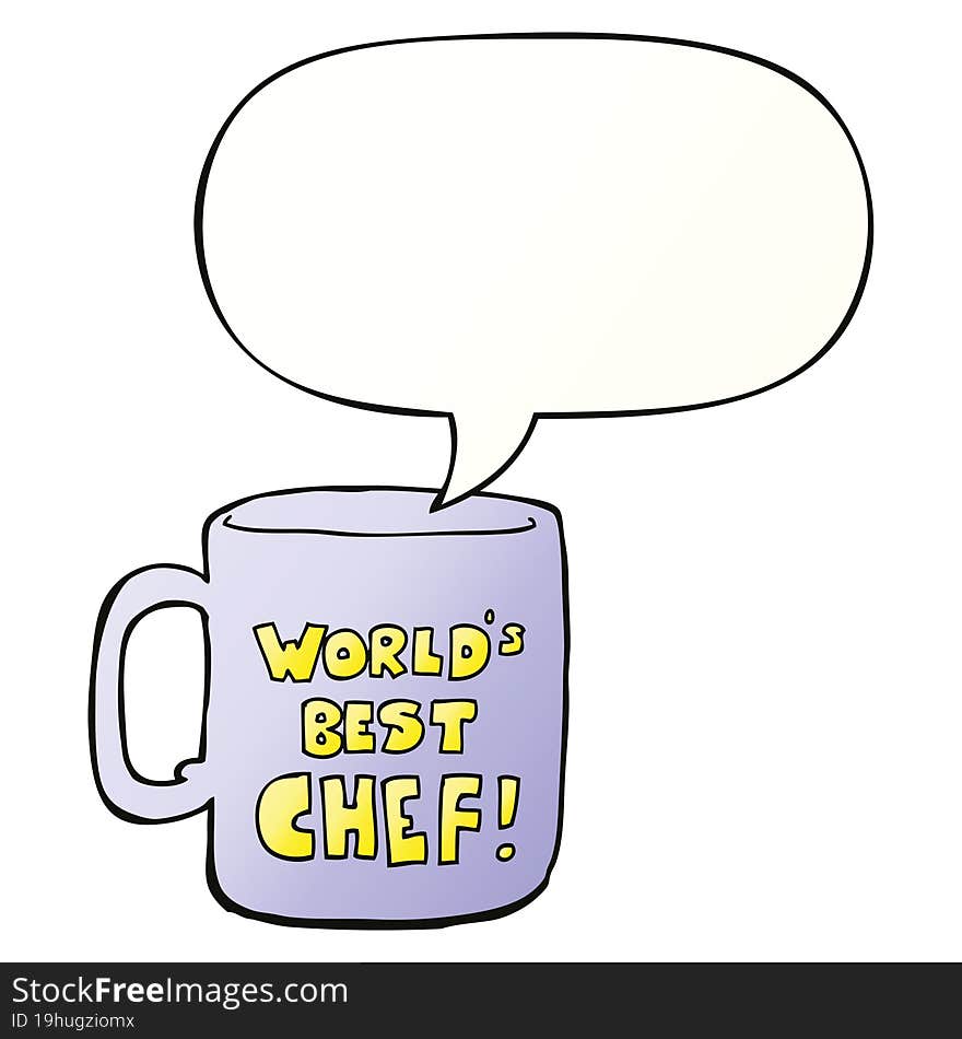 worlds best chef mug and speech bubble in smooth gradient style